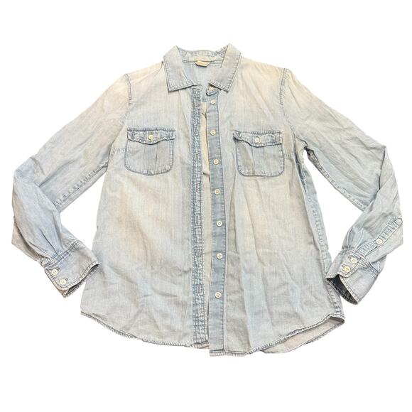 J Crew Women’s light chambray button down shirt Size 6 - Picture 1 of 5